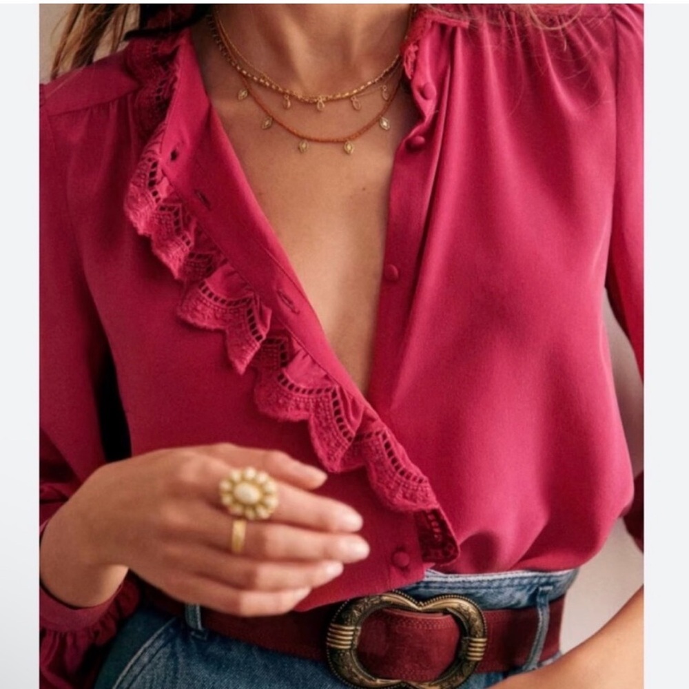 NWT Sézane Chlo Shirt in Fuchsia